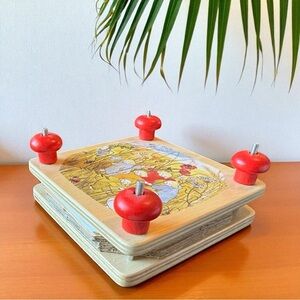 Vintage-Inspired Wooden Flower Press Whimsical Wildflower Children Illustration